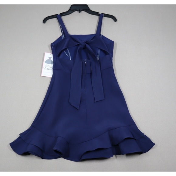 Rare Editions Big Girls Scuba Ruffle Hem Skater Dress with Tie Bow Back - 12 - Picture 3 of 7
